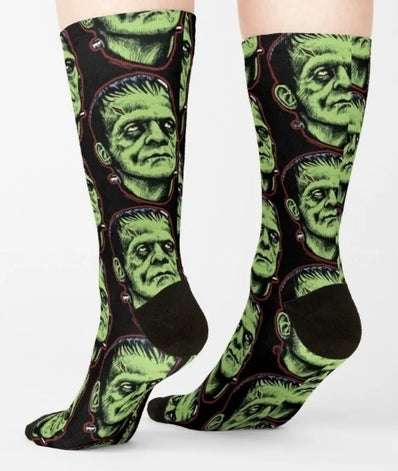 'Frankenstein Print' Crew Socks