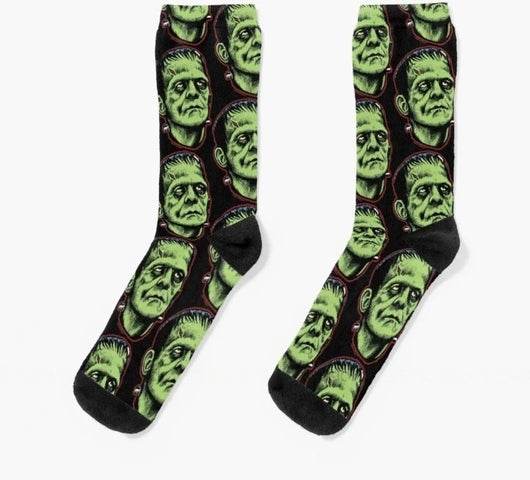 'Frankenstein Print' Crew Socks