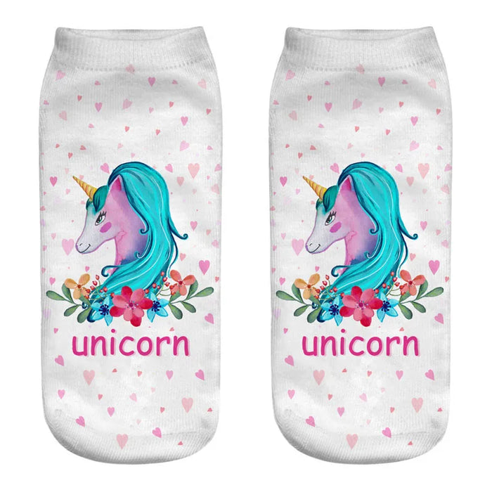 'Beautiful Unicorn | Flowers' Ankle Socks