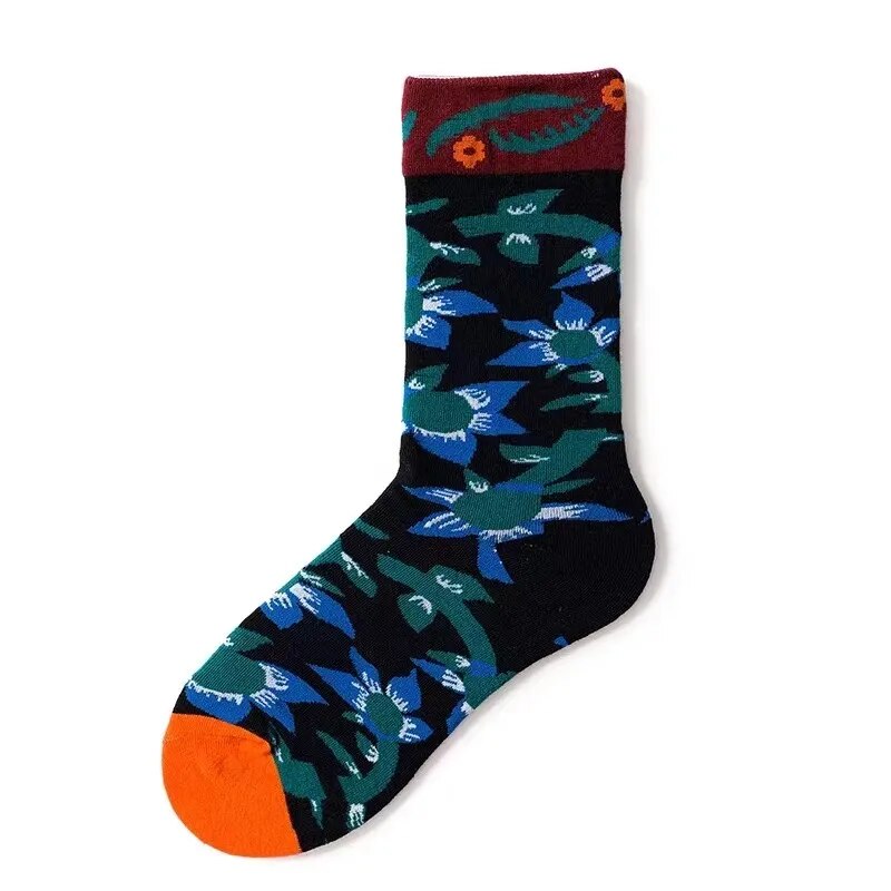 All Over 'Blue Flowers' Crew Socks — Little Sock Store