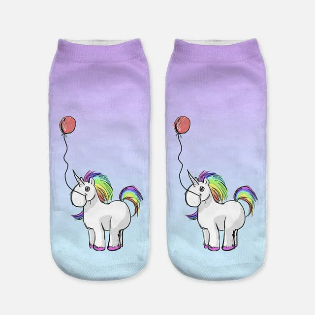 'Unicorn With Balloon' Ankle Socks