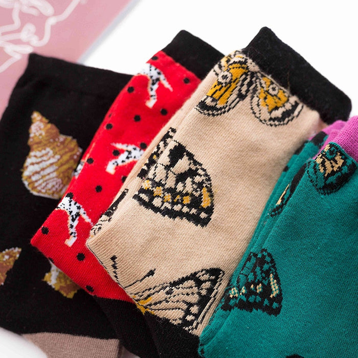 'Beautiful Butterfly Green' Crew Socks