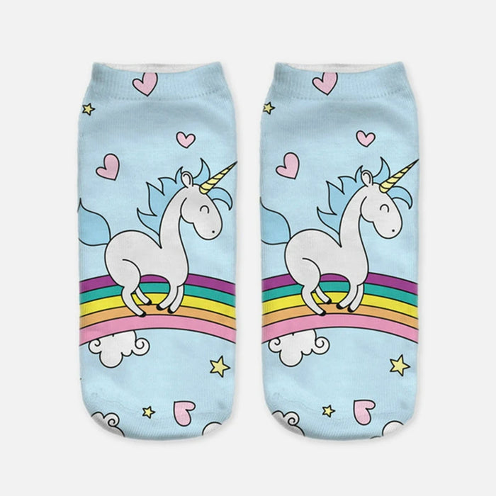 'Rainbow | Blue Unicorn' Ankle Socks