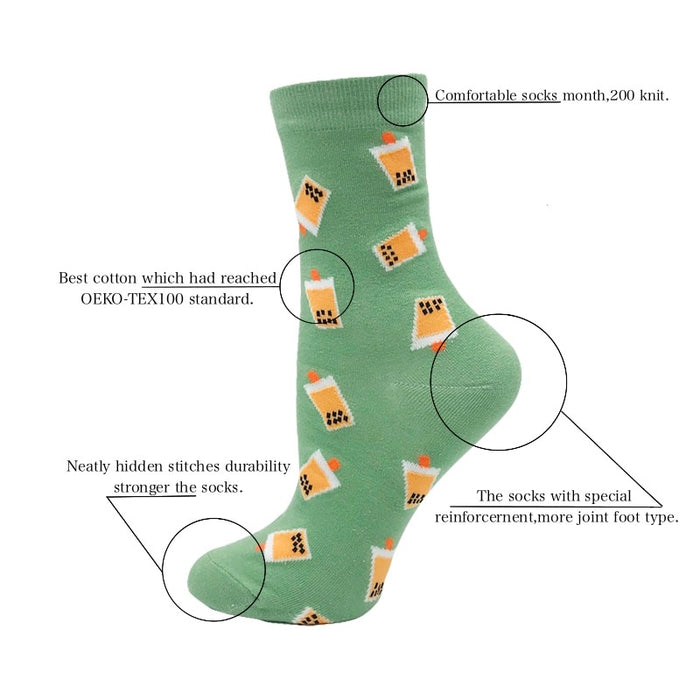 'Boba Milktea' Crew Socks