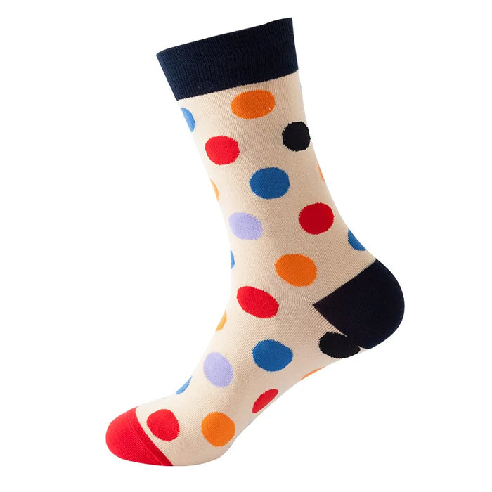 Colorful Polka Dots 'Beige' Crew Socks