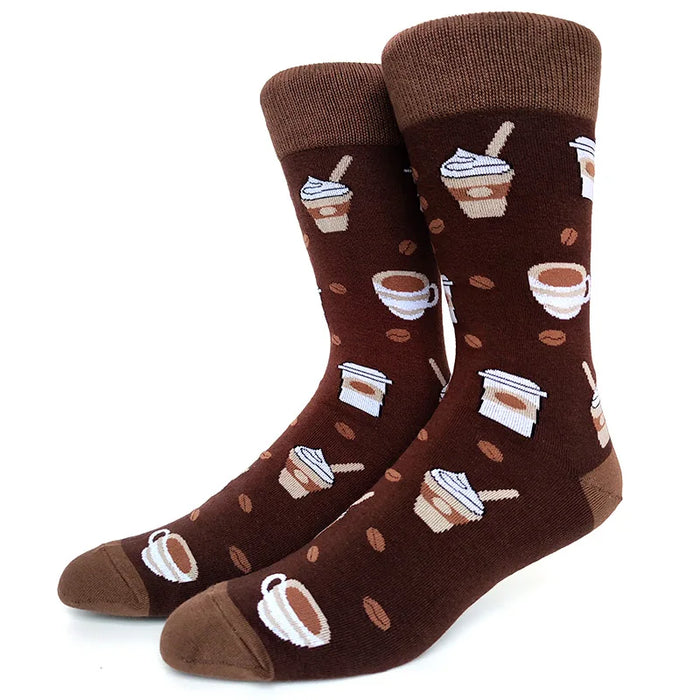 'Brown Coffee & Frappe' Crew Socks