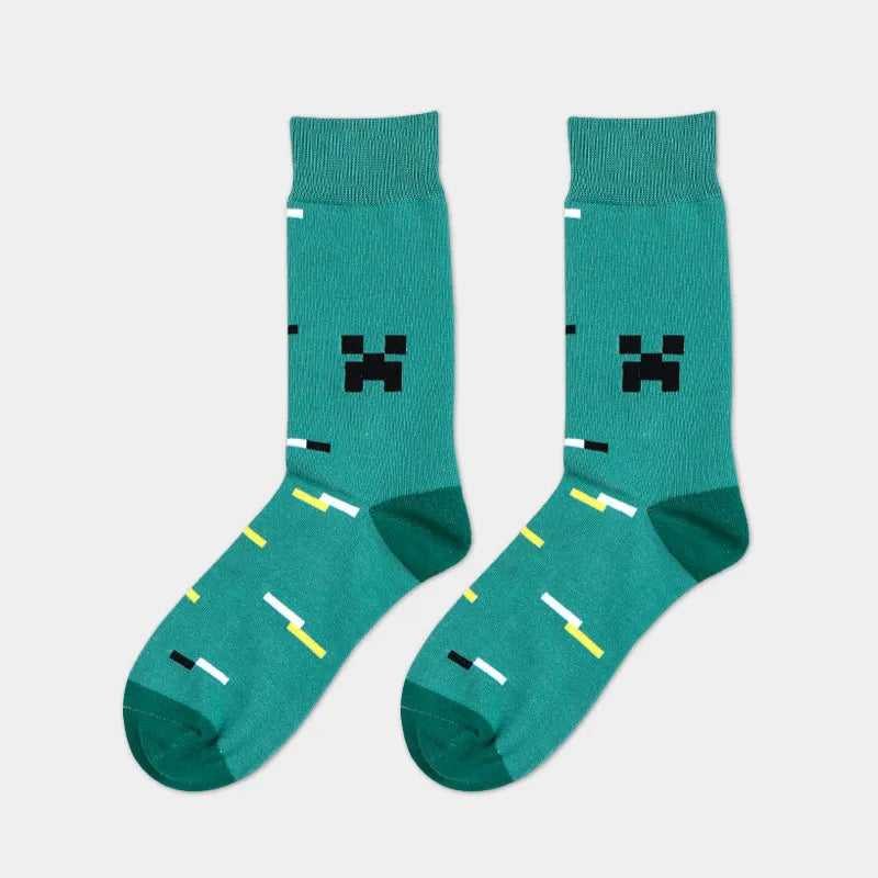 Minecraft 'Pixelated Face' Crew Socks — Little Sock Store