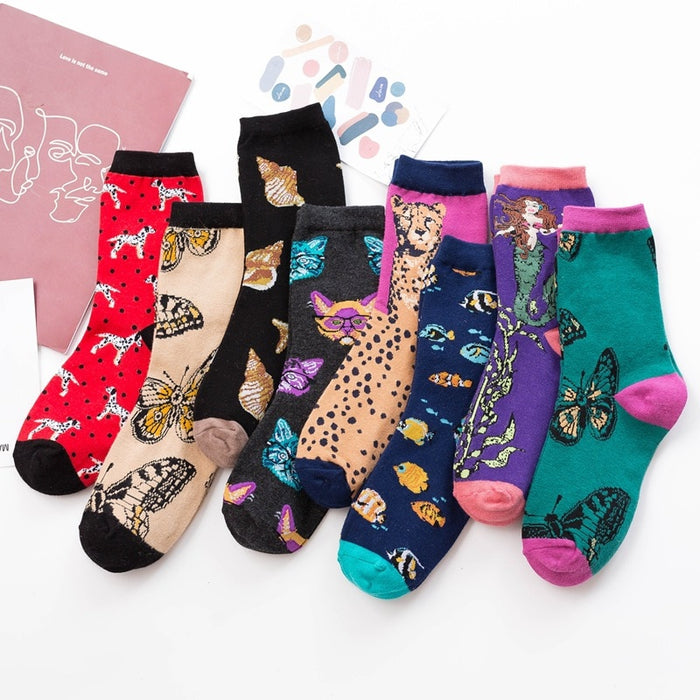 'Polka Dots Leopard' Crew Socks