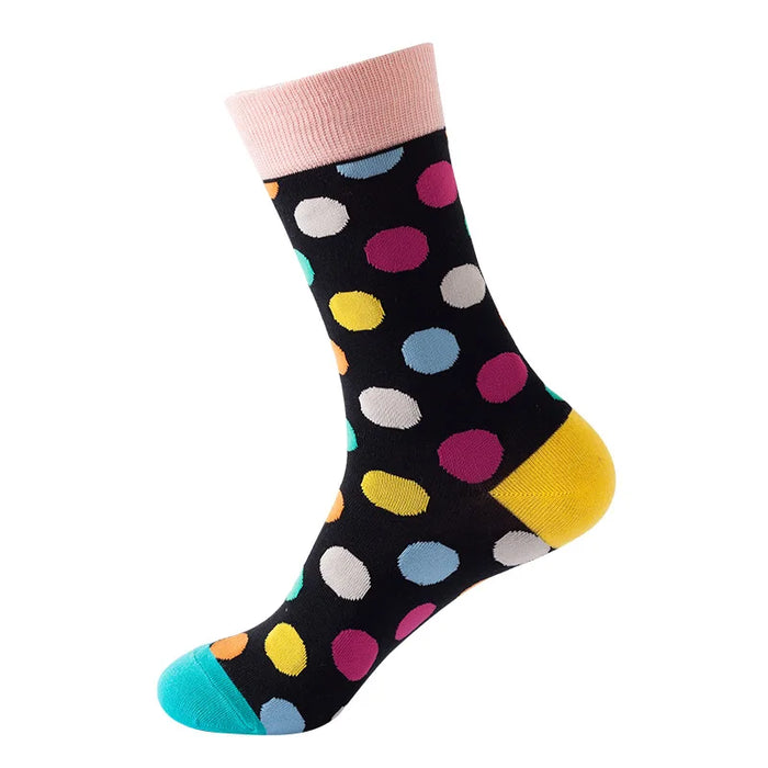 Colorful Polka Dots 'Black' Crew Socks