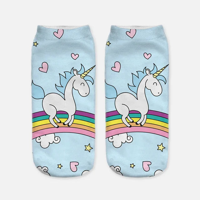 'Rainbow | Blue Unicorn' Ankle Socks