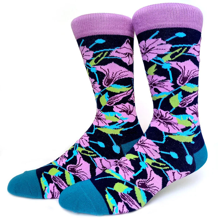 'Purple Wild Flowers' Crew Socks