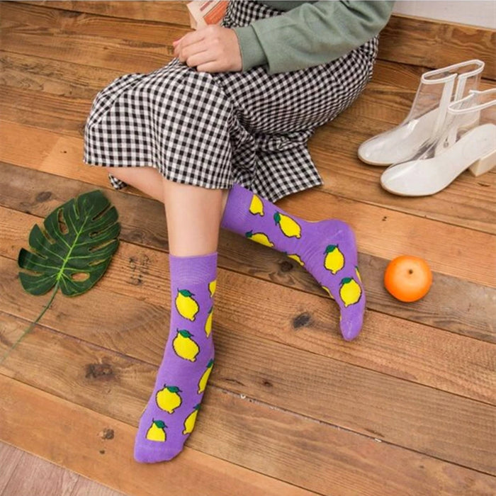 'Purple | Lemon' Crew Socks