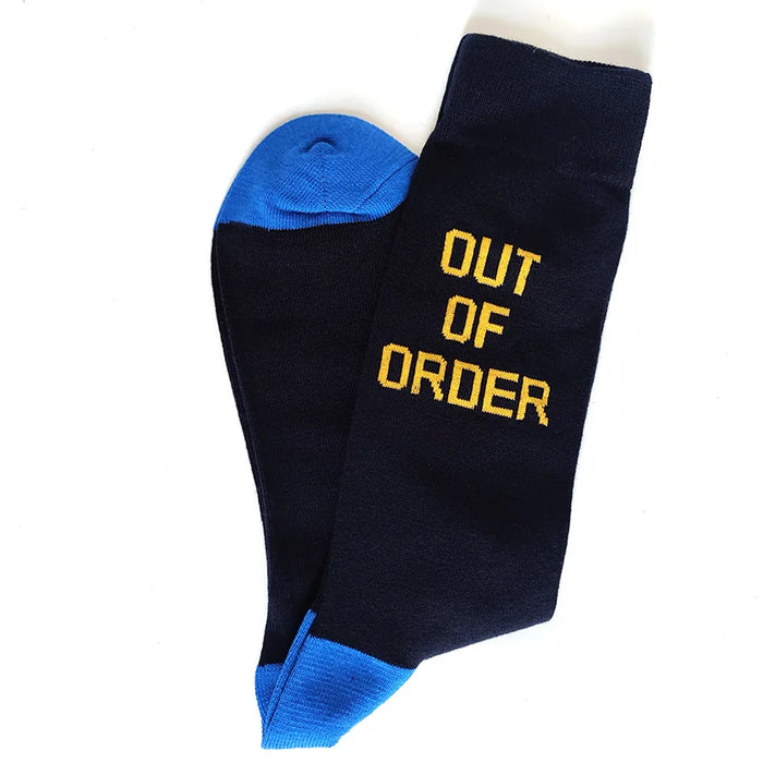 Funny Phrase 'OUT OF ORDER' Crew Socks