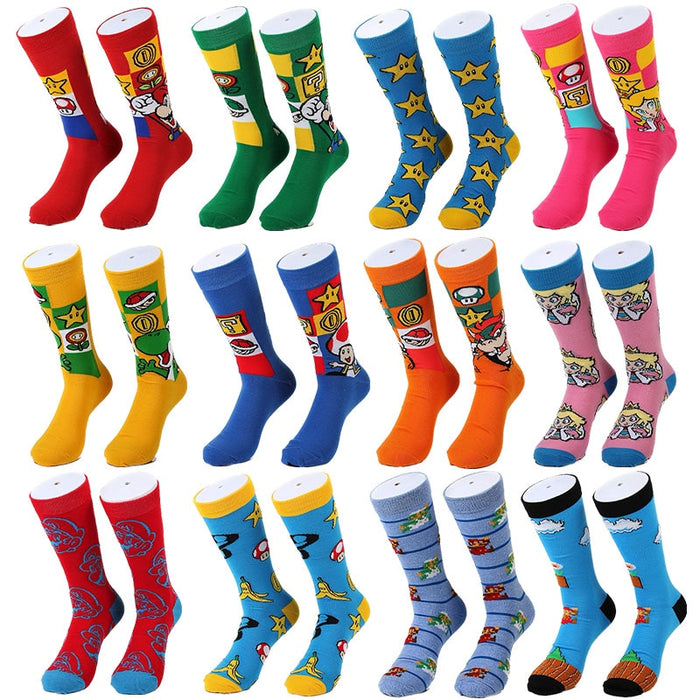 Super Mario 'Modern Mario Black' Crew Socks