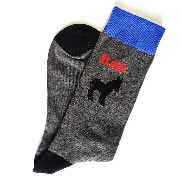 Funny Phrase 'Bad Horse' Crew Socks