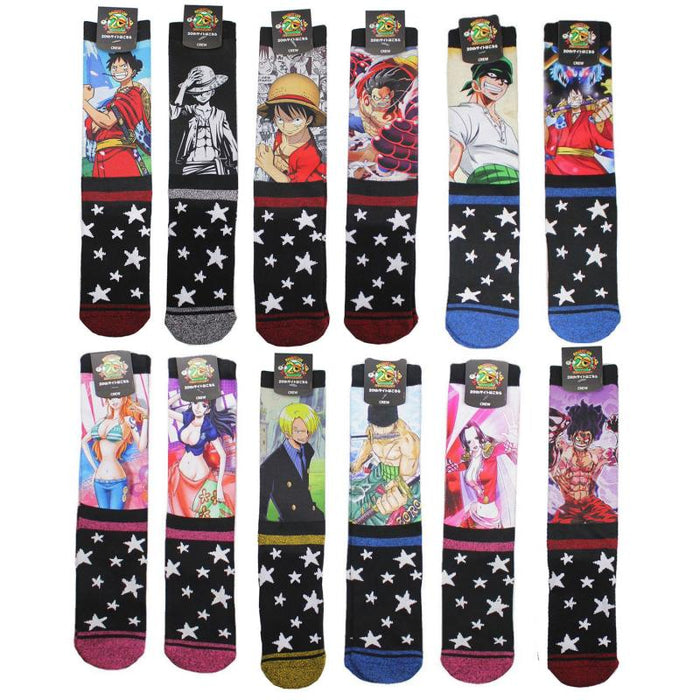 One Piece 'Black And White Luffy' Crew Socks