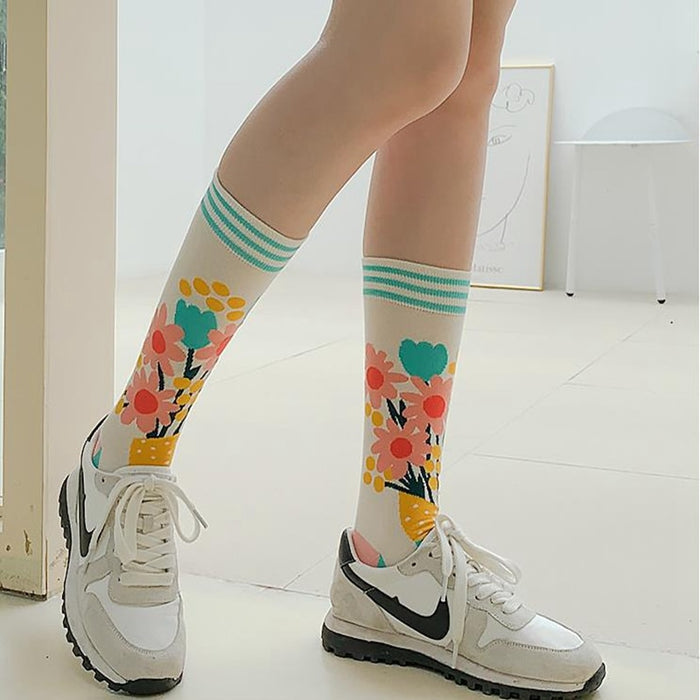 'Sunflower And Bees' Crew Socks