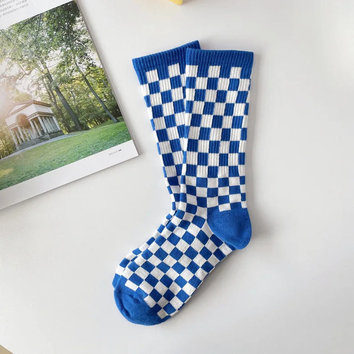 Checkered 'White | Blue' Crew Socks