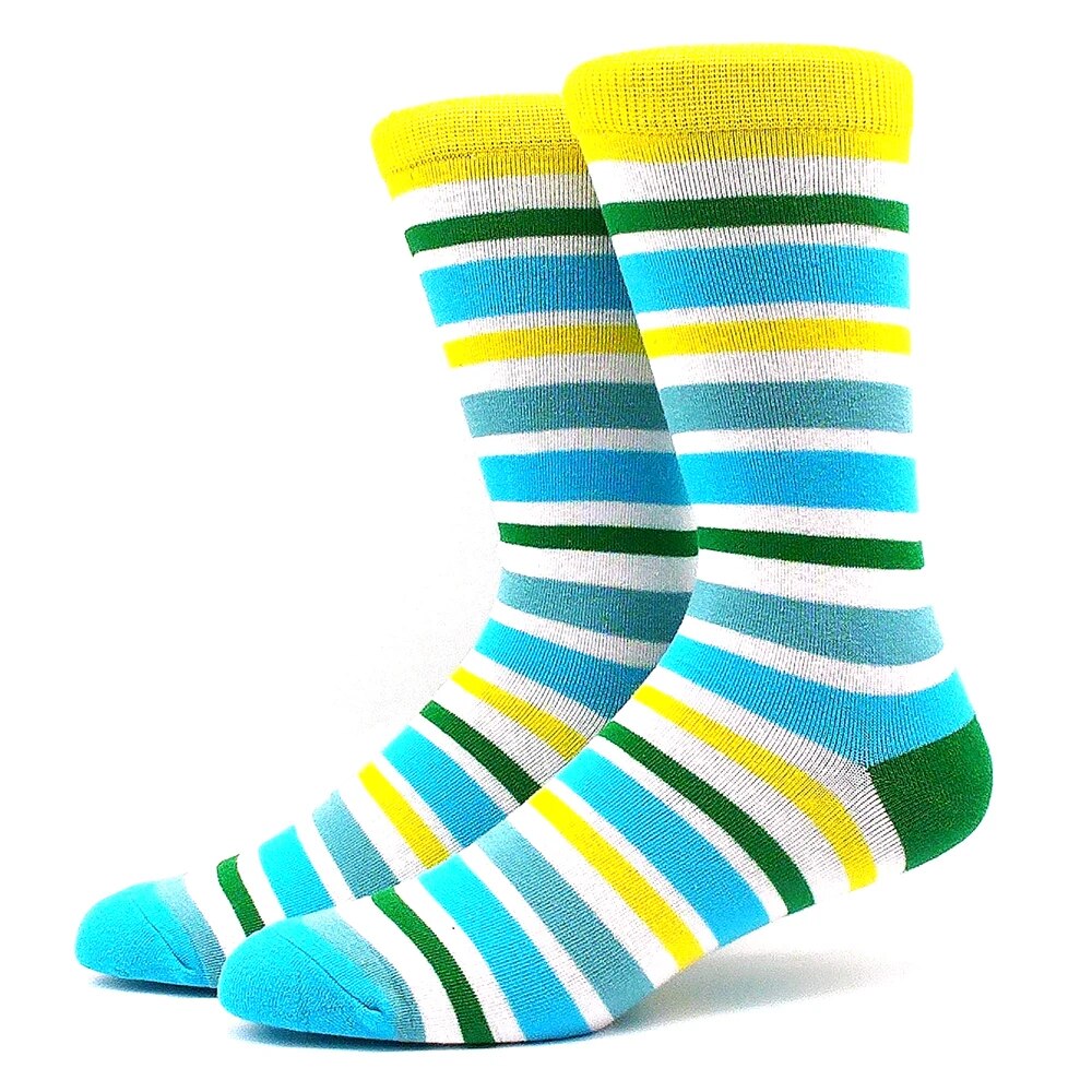 Multi Stripe 'Yellow Green Blue' Crew Socks — Little Sock Store