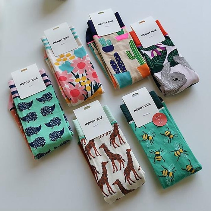 'Sunflower And Bees' Crew Socks