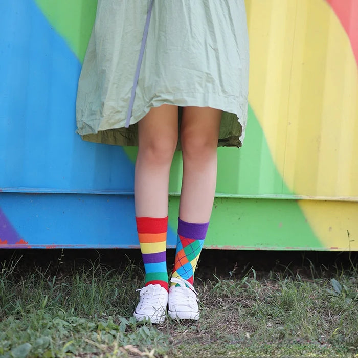 Mismatch "Colorful Rainbow Pattern" Crew Socks