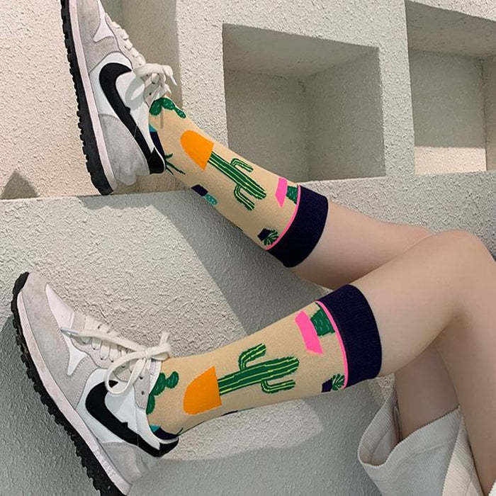 'Light Colors Flowers' Crew Socks