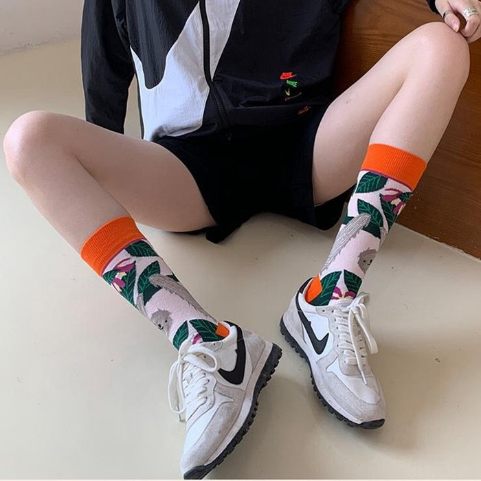 'Light Colors Flowers' Crew Socks