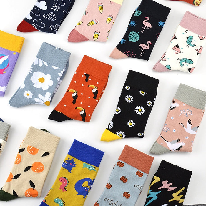 'Colorful Birds' Crew Socks