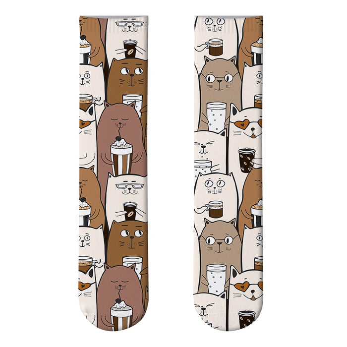 'Coffee Cats' Crew Socks