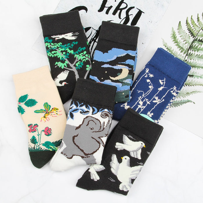 "Plants And Butterflies" Crew Socks