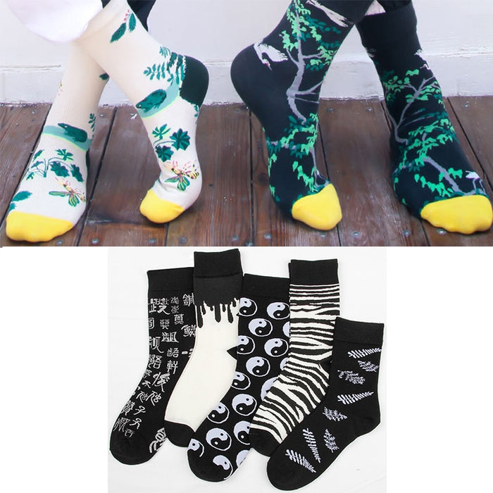 "Plants And Butterflies" Crew Socks