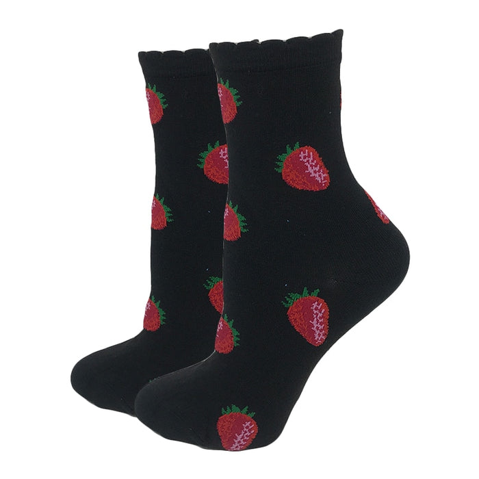 "Strawberry Black" Crew Socks