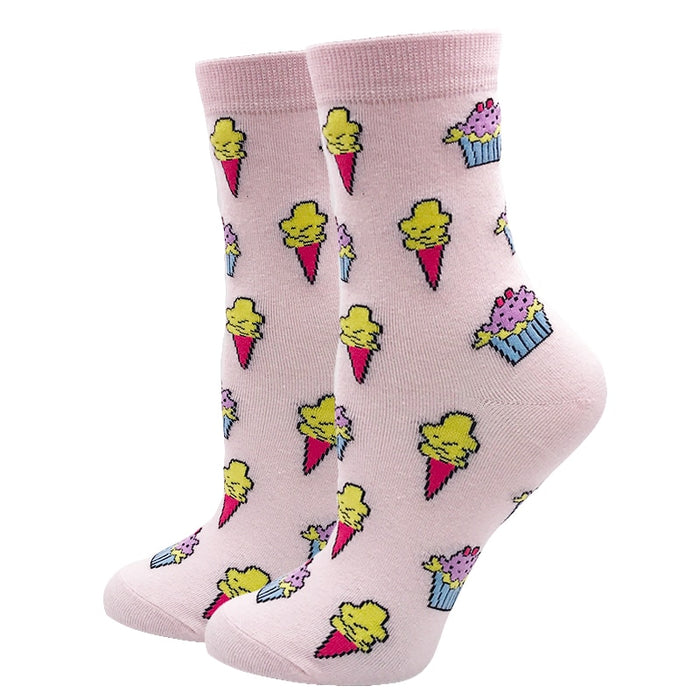 "Ice-Cream And Cupcakes" Crew Socks