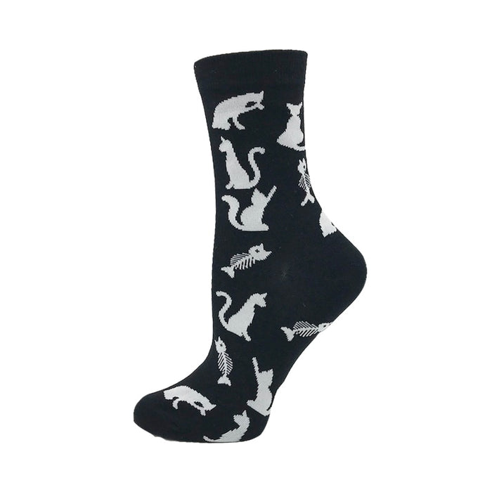 'Fish And Cat' Crew Socks