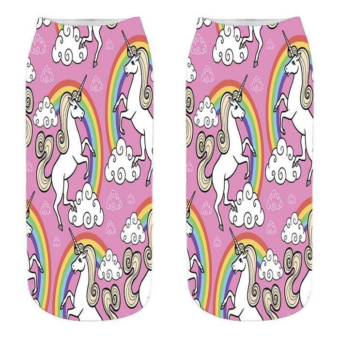 'Unicorns And Rainbows' Ankle Socks