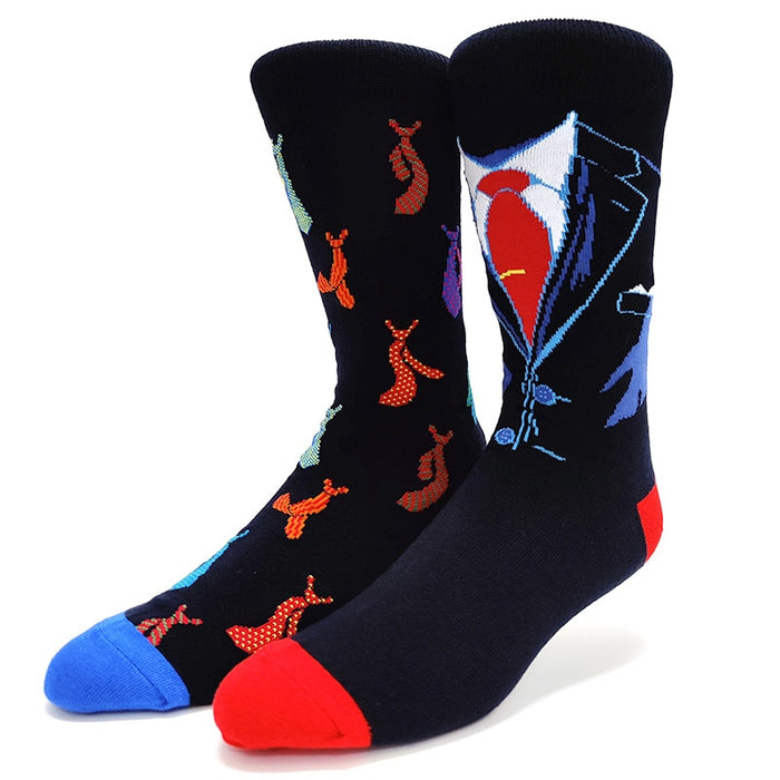 Mismatch 'Suit And Tie' Crew Socks