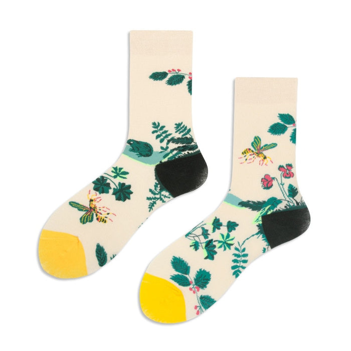 "Plants And Butterflies" Crew Socks