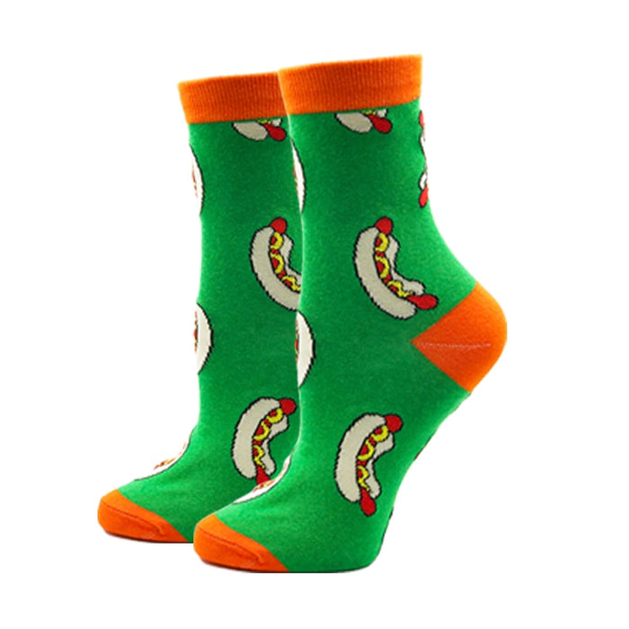 "Hotdog Green" Crew Socks