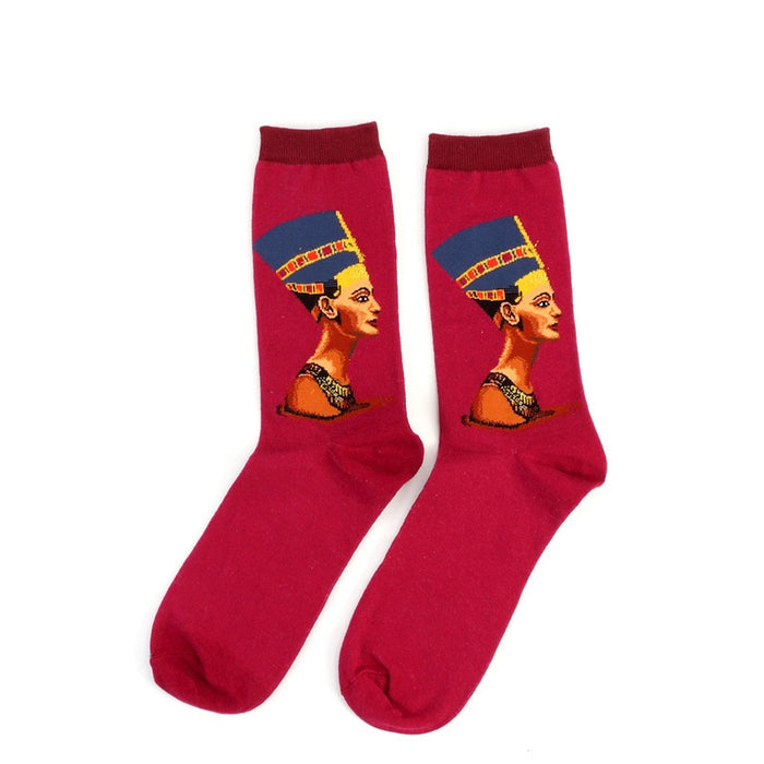 "Bust Of Nefertiti Red" Crew Socks