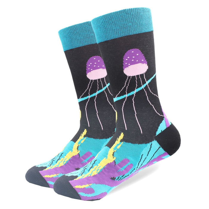 "Jelly Fish Big Print" Crew Socks