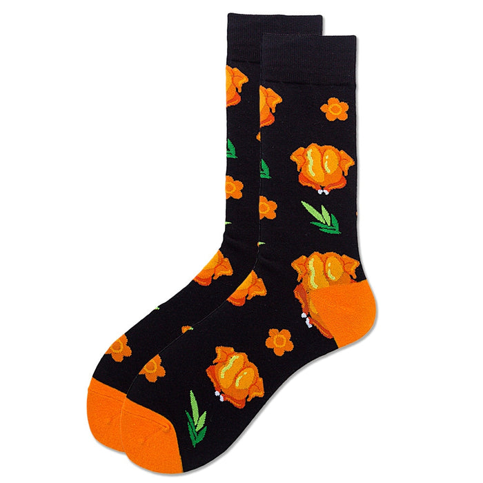 'Orange Daisy' Crew Socks