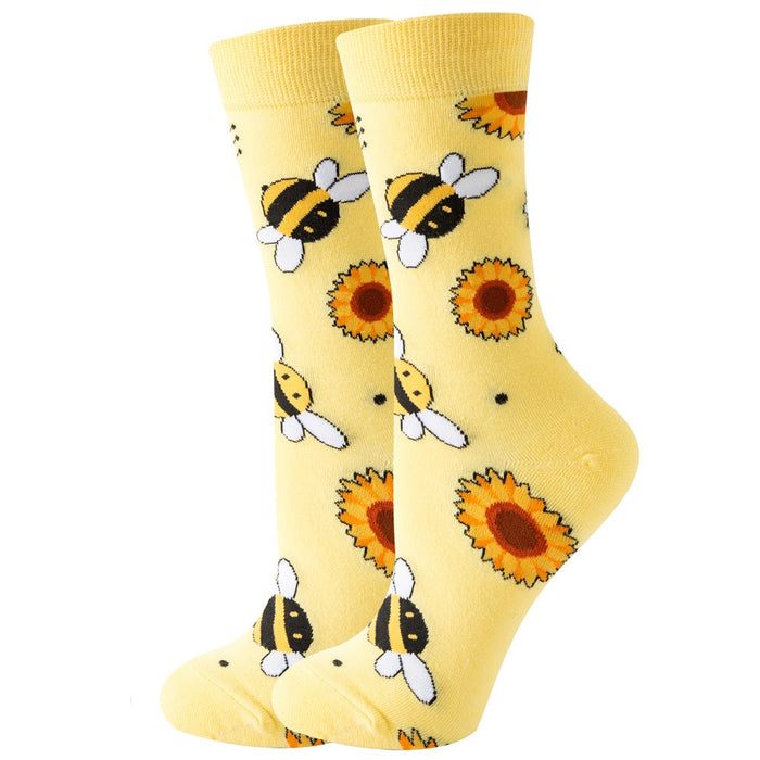 'Sunflower And Bees' Crew Socks