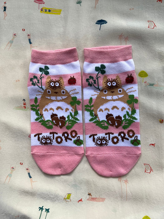 My Neighbor Totoro "Totoro Pink Stripes" Ankle Socks