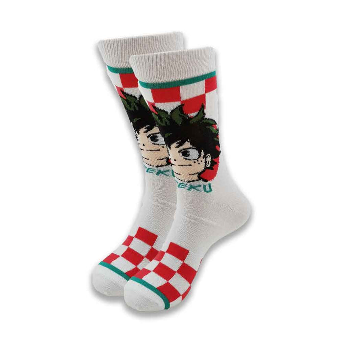 My Hero Academia 'Deku | Red Checkered' Crew Socks