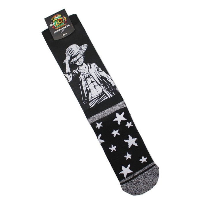 One Piece 'Black And White Luffy' Crew Socks