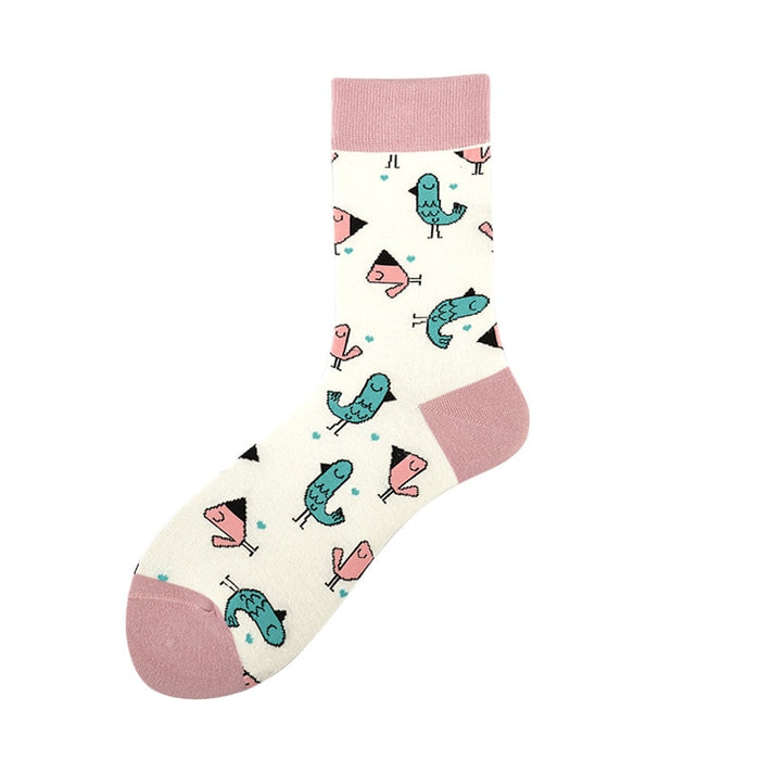 'Colorful Birds' Crew Socks