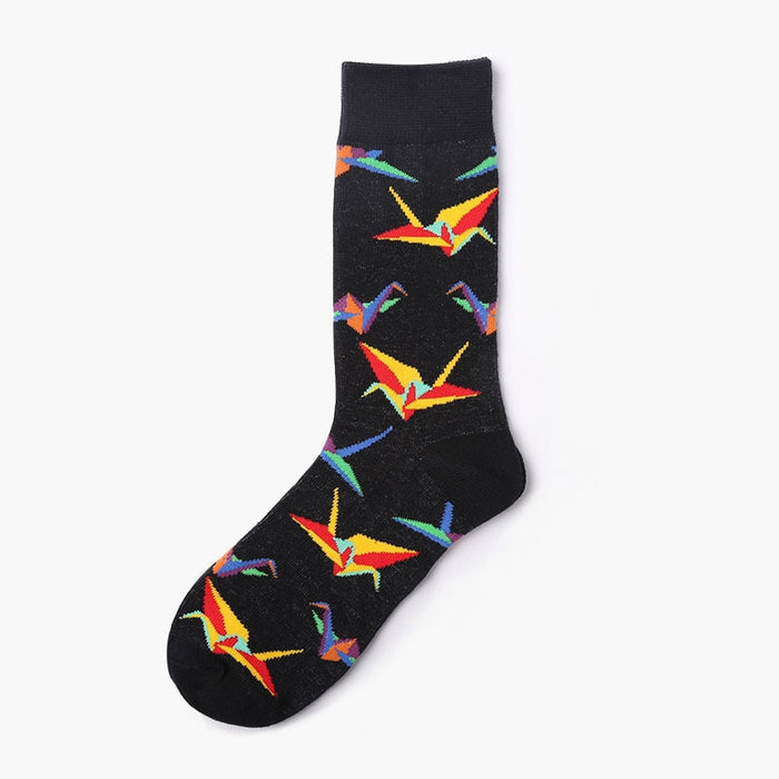 "Vibrant Paper Crane" Crew Socks