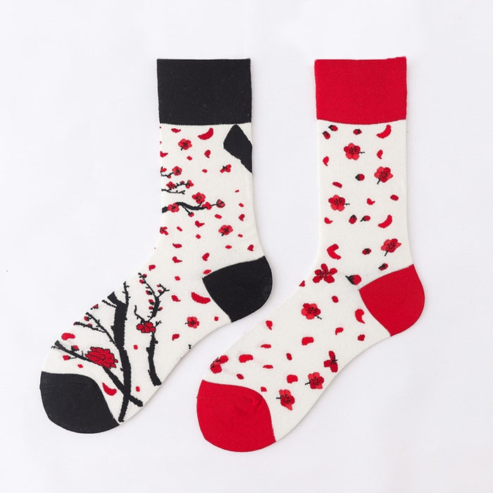 Mismatch 'Falling Flowers' Crew Socks