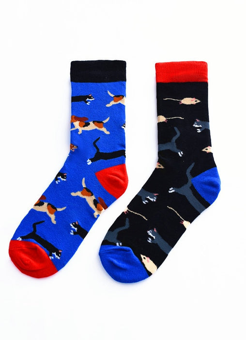 Mismatch 'Cat And Mice' Crew Socks