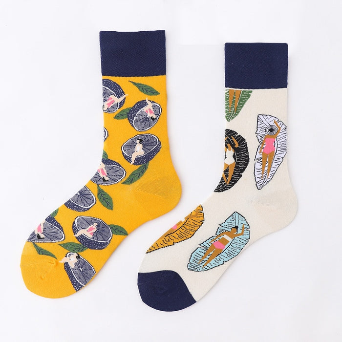 Mismatch 'Pretty Ladies' Crew Socks